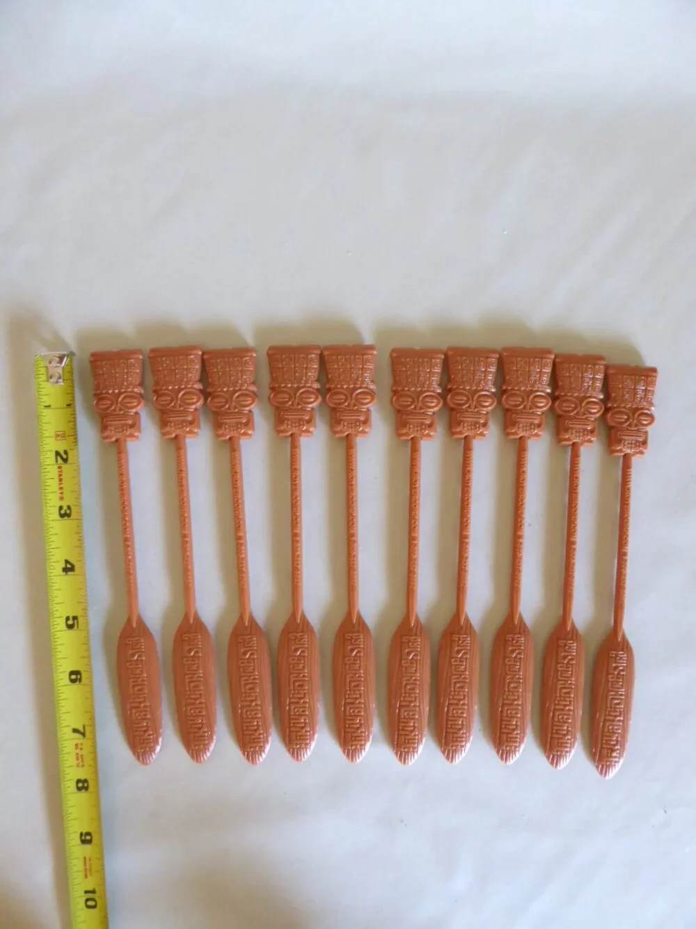 NEW 7.75” TIKI GOD BOAT OAR PLASTIC SWIZZLE STICKS COCKTAIL STIRRERS LOT OF 10